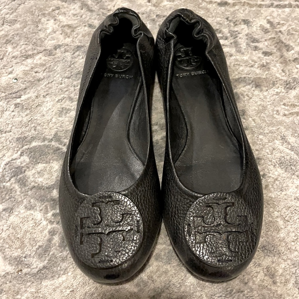 Tory Burch Black Leather Ballet Flats! Barely worn!